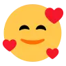 Uśmiechnięta twarz z uśmiechniętymi oczami i trzema sercami Emoji 🥰 image - Tossface style