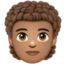 Person: Medium Skin Tone, Curly Hair Emoji 🧑🏽‍🦱 image - WhatsApp style