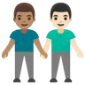 Men Holding Hands: Light Skin Tone, Medium Skin Tone Emoji 👨🏻‍🤝‍👨🏽 image - Google Noto Color style