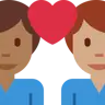 Couple With Heart: Man, Man, Medium-Dark Skin Tone, Medium Skin Tone Emoji 👨🏾‍❤️‍👨🏽 image - Twitter / X (Twemoji) style