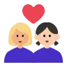 Couple With Heart: Woman, Woman, Medium-Light Skin Tone, Light Skin Tone Emoji 👩🏼‍❤️‍👩🏻 image - Tossface style