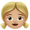Girl: Medium-Light Skin Tone Emoji 👧🏼 image - Apple style