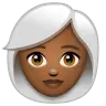 Woman: Medium-Dark Skin Tone, White Hair Emoji 👩🏾‍🦳 image - WhatsApp style