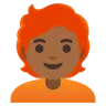 Person: Medium-Dark Skin Tone, Red Hair Emoji 🧑🏾‍🦰 image - Google Noto Color style