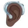 Ear With Hearing Aid: Dark Skin Tone Emoji 🦻🏿 image - Google Noto Color style