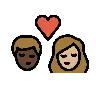 Kiss: Person, Person, Dark Skin Tone, Medium-Light Skin Tone Emoji 🧑🏿‍❤️‍💋‍🧑🏼 image - OpenMoji style