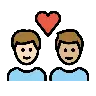 Couple With Heart: Man, Man, Light Skin Tone, Medium-Light Skin Tone Emoji 👨🏻‍❤️‍👨🏼 image - OpenMoji style