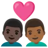 Couple With Heart: Man, Man, Medium-Dark Skin Tone, Dark Skin Tone Emoji 👨🏾‍❤️‍👨🏿 image - Google Noto Color style
