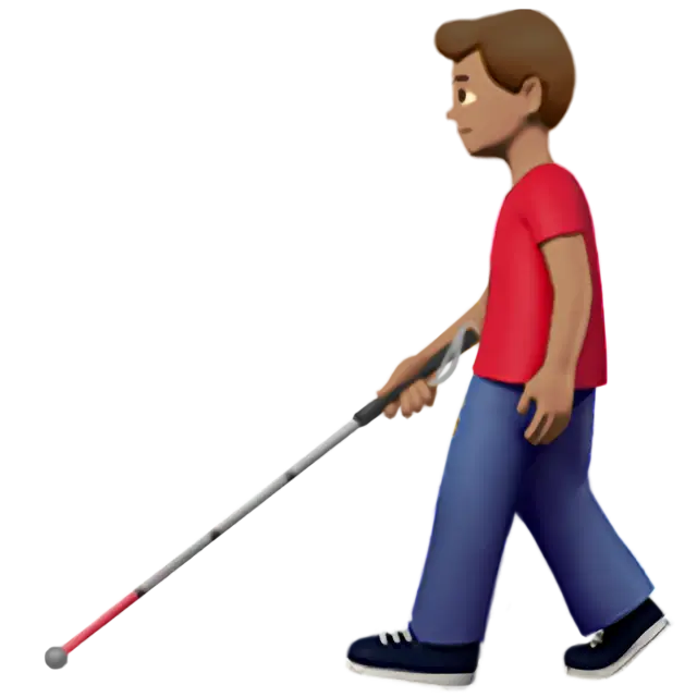 Man With White Cane: Medium Skin Tone