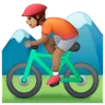 Person Mountain Biking: Medium Skin Tone Emoji 🚵🏽 image - Samsung style