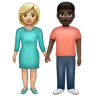 Woman And Man Holding Hands: Medium-Light Skin Tone, Dark Skin Tone Emoji 👩🏼‍🤝‍👨🏿 image - WhatsApp style