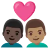 Couple With Heart: Man, Man, Medium Skin Tone, Dark Skin Tone Emoji 👨🏽‍❤️‍👨🏿 image - Google Noto Color style