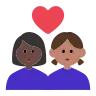 Couple With Heart: Woman, Woman, Dark Skin Tone, Medium Skin Tone Emoji 👩🏿‍❤️‍👩🏽 image - Tossface style