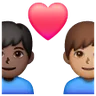 Couple With Heart: Man, Man, Medium Skin Tone, Dark Skin Tone Emoji 👨🏽‍❤️‍👨🏿 image - Samsung style