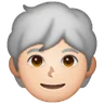 Person: Light Skin Tone, White Hair Emoji 🧑🏻‍🦳 image - Samsung style