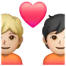 Couple With Heart: Person, Person, Light Skin Tone, Medium-Light Skin Tone Emoji 🧑🏻‍❤️‍🧑🏼 image - Samsung style
