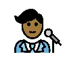Man Singer: Medium-Dark Skin Tone Emoji 👨🏾‍🎤 image - OpenMoji style