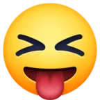 혀가 튀어 나와 닫힌 눈을 가진 얼굴