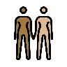Women Holding Hands: Medium-Dark Skin Tone, Medium-Light Skin Tone Emoji 👩🏾‍🤝‍👩🏼 image - OpenMoji style