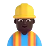 Man Construction Worker: Dark Skin Tone Emoji 👷🏿‍♂️ image - Microsoft 3D Fluent style