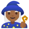 Woman Mage: Medium-Dark Skin Tone Emoji 🧙🏾‍♀️ image - Google Noto Color style