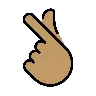 Hand With Index Finger And Thumb Crossed: Medium Skin Tone Emoji 🫰🏽 image - OpenMoji style