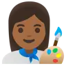 Woman Artist: Medium-Dark Skin Tone Emoji 👩🏾‍🎨 image - Google Noto Color style