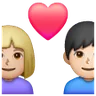Couple With Heart: Woman, Man, Medium-Light Skin Tone, Light Skin Tone Emoji 👩🏼‍❤️‍👨🏻 image - Samsung style