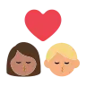 Kiss: Woman, Man, Medium Skin Tone, Medium-Light Skin Tone Emoji 👩🏽‍❤️‍💋‍👨🏼 image - Tossface style