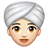 Woman Wearing Turban: Light Skin Tone Emoji 👳🏻‍♀️ image - WhatsApp style