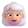 Woman: Medium-Light Skin Tone, White Hair Emoji 👩🏼‍🦳 image - Microsoft 3D Fluent style