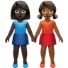 Women Holding Hands: Dark Skin Tone, Medium-Dark Skin Tone Emoji 👩🏿‍🤝‍👩🏾 image - Apple style
