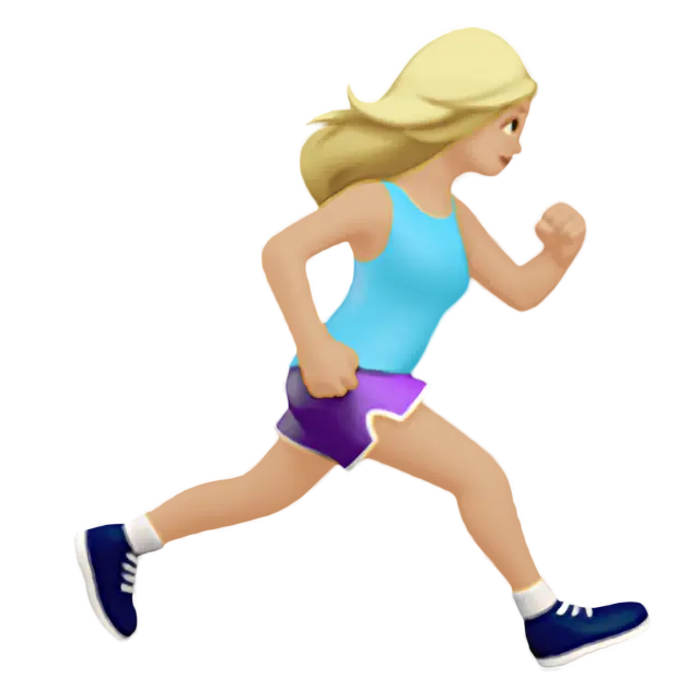 Woman Running Facing Right: Medium-Light Skin Tone