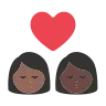 Kiss: Woman, Woman, Medium-Dark Skin Tone, Dark Skin Tone Emoji 👩🏾‍❤️‍💋‍👩🏿 image - Tossface style