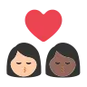 Kiss: Woman, Woman, Light Skin Tone, Medium-Dark Skin Tone Emoji 👩🏻‍❤️‍💋‍👩🏾 image - Tossface style