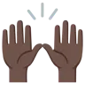 Raising Hands: Dark Skin Tone Emoji 🙌🏿 image - Google Noto Color style