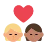 Kiss: Person, Person, Medium-Light Skin Tone, Medium Skin Tone Emoji 🧑🏼‍❤️‍💋‍🧑🏽 image - Tossface style
