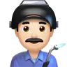 Man Factory Worker: Light Skin Tone Emoji 👨🏻‍🏭 image - Apple style
