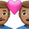 Couple With Heart: Man, Man, Medium Skin Tone Emoji 👨🏽‍❤️‍👨🏽 image - Apple style