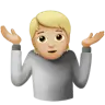 Person Shrugging: Medium-Light Skin Tone Emoji 🤷🏼 image - Apple style