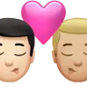 Kiss: Man, Man, Light Skin Tone, Medium-Light Skin Tone Emoji 👨🏻‍❤️‍💋‍👨🏼 image - Apple style