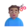 Man Getting Haircut: Medium Skin Tone Emoji 💇🏽‍♂️ image - Microsoft 3D Fluent style