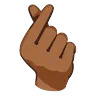 Hand With Index Finger And Thumb Crossed: Medium-Dark Skin Tone Emoji 🫰🏾 image - Google Noto Color Animated style