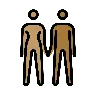 Woman And Man Holding Hands: Medium Skin Tone, Medium-Dark Skin Tone Emoji 👩🏽‍🤝‍👨🏾 image - OpenMoji style
