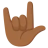 Love-You Gesture: Medium-Dark Skin Tone Emoji 🤟🏾 image - Google Noto Color style
