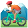 Person Mountain Biking: Medium-Light Skin Tone Emoji 🚵🏼 image - Samsung style