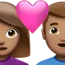 Couple With Heart: Woman, Man, Medium Skin Tone Emoji 👩🏽‍❤️‍👨🏽 image - Apple style