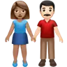 Woman And Man Holding Hands: Medium Skin Tone, Light Skin Tone Emoji 👩🏽‍🤝‍👨🏻 image - Apple style