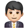 Man Office Worker: Light Skin Tone Emoji 👨🏻‍💼 image - Samsung style
