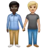 People Holding Hands: Dark Skin Tone, Medium-Light Skin Tone Emoji 🧑🏿‍🤝‍🧑🏼 image - WhatsApp style
